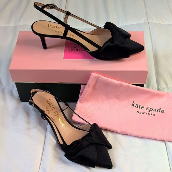 kate spade Shoes - Kate Spade Size 7 Black Marseille Satin Lux Pumps, NEW